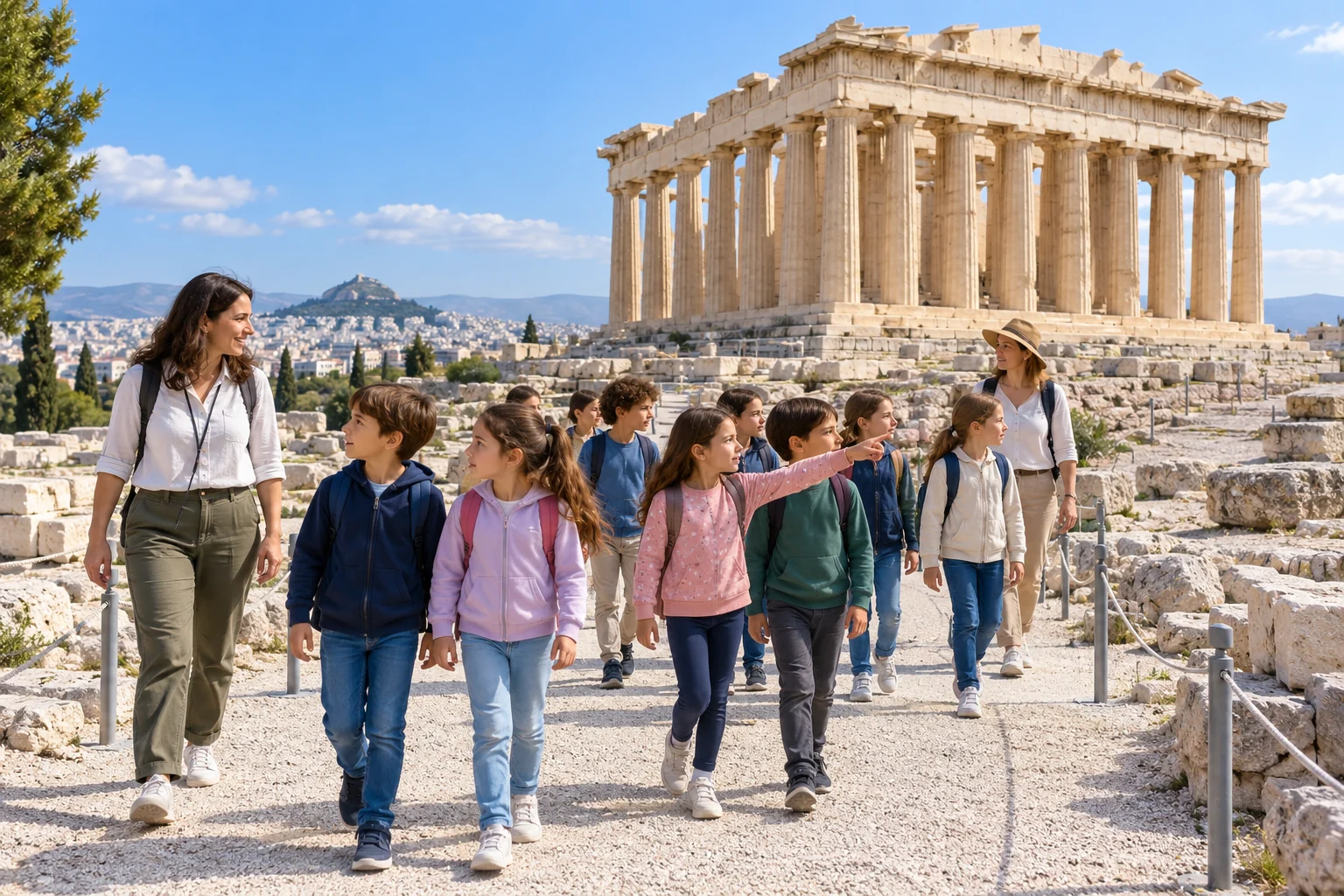 Μαθητές σε εκπαιδευτική επίσκεψη στην Ακρόπολη